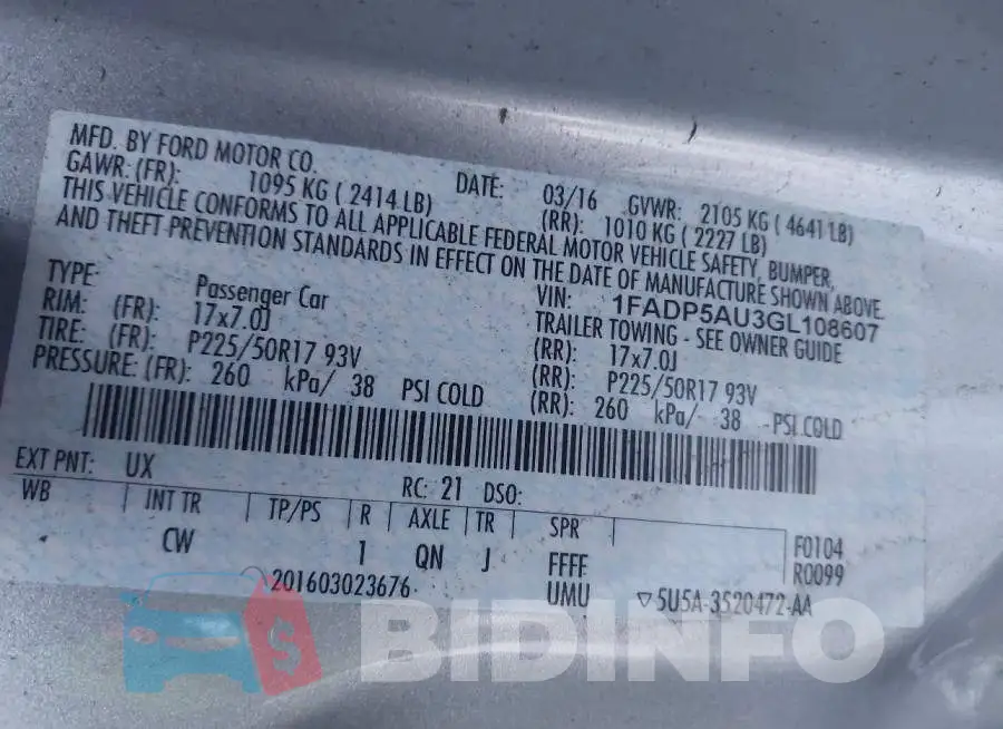 1FADP5AU3GL108607 Photo# 9