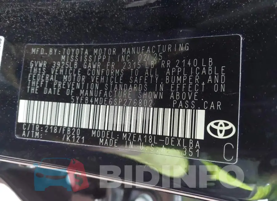 5YFB4MDE6SP276802 Photo# 9