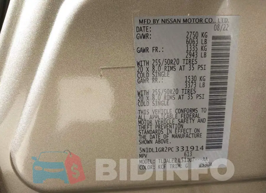 5N1DL1GR2PC331914 Photo# 9