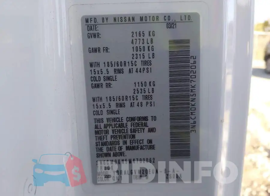 3N6CM0KN5MK702062 Photo# 9