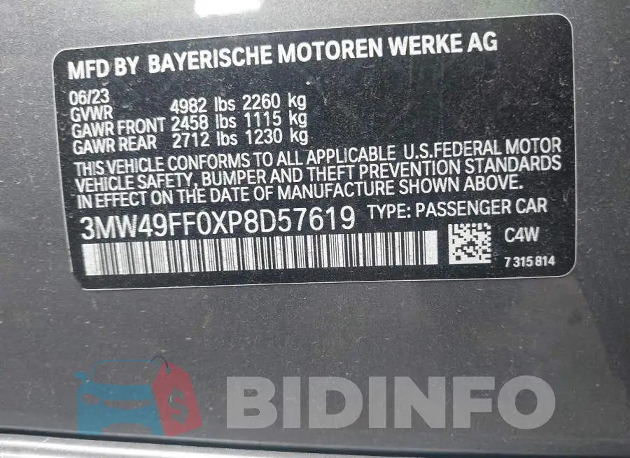 3MW49FF0XP8D57619 Photo# 9