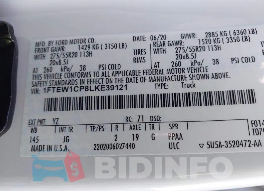 1FTEW1CP8LKE39121 Photo# 9