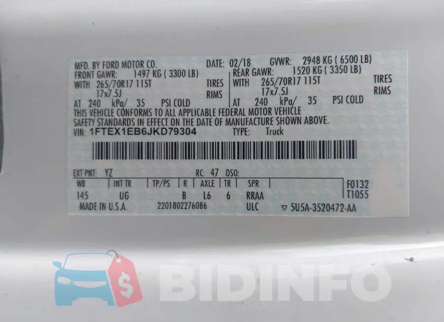 1FTEX1EB6JKD79304 Photo# 9