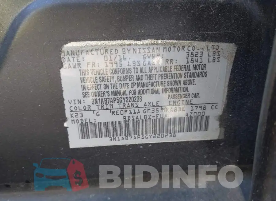 3N1AB7AP5GY220238 Photo# 9