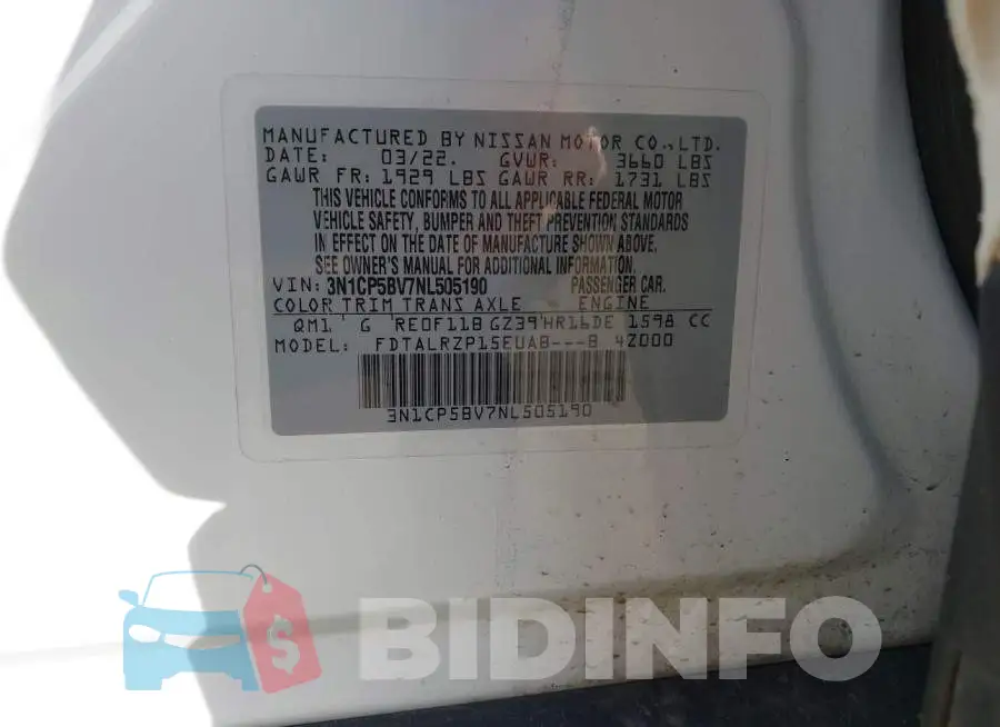 3N1CP5BV7NL505190 Photo# 9