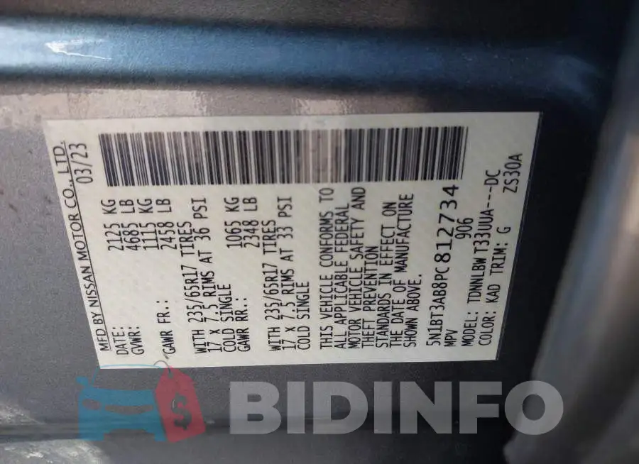 5N1BT3AB8PC812734 Photo# 9