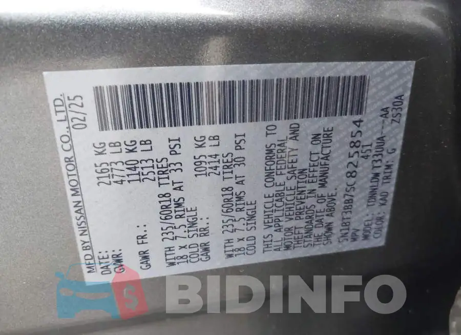 5N1BT3BB7SC825854 Photo# 9
