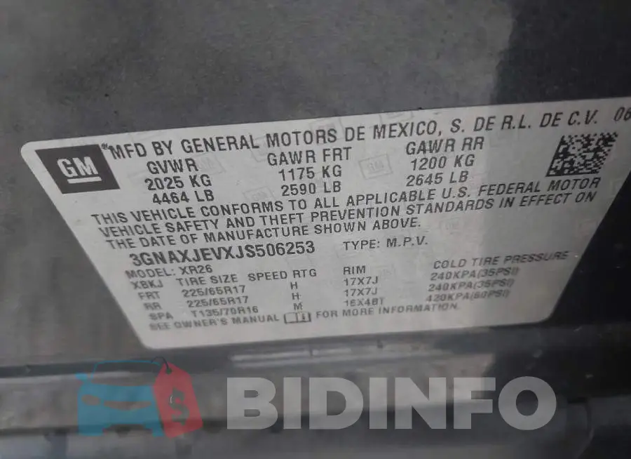3GNAXJEVXJS506253 Photo# 9