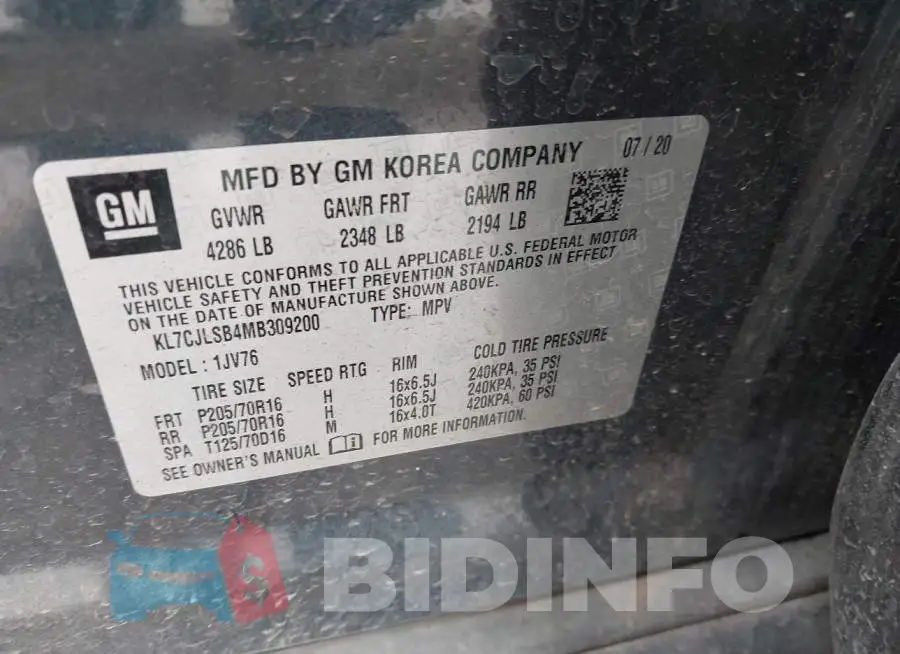 KL7CJLSB4MB309200 Photo# 9