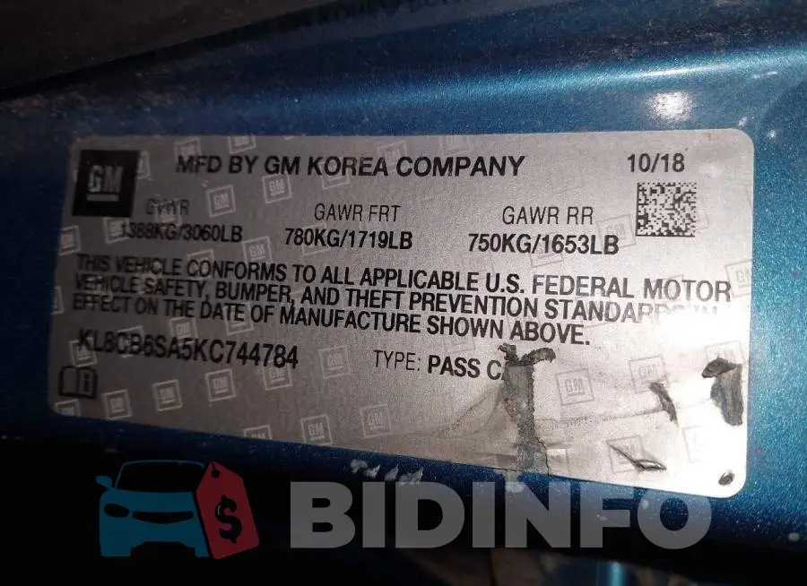KL8CB6SA5KC744784 Photo# 9