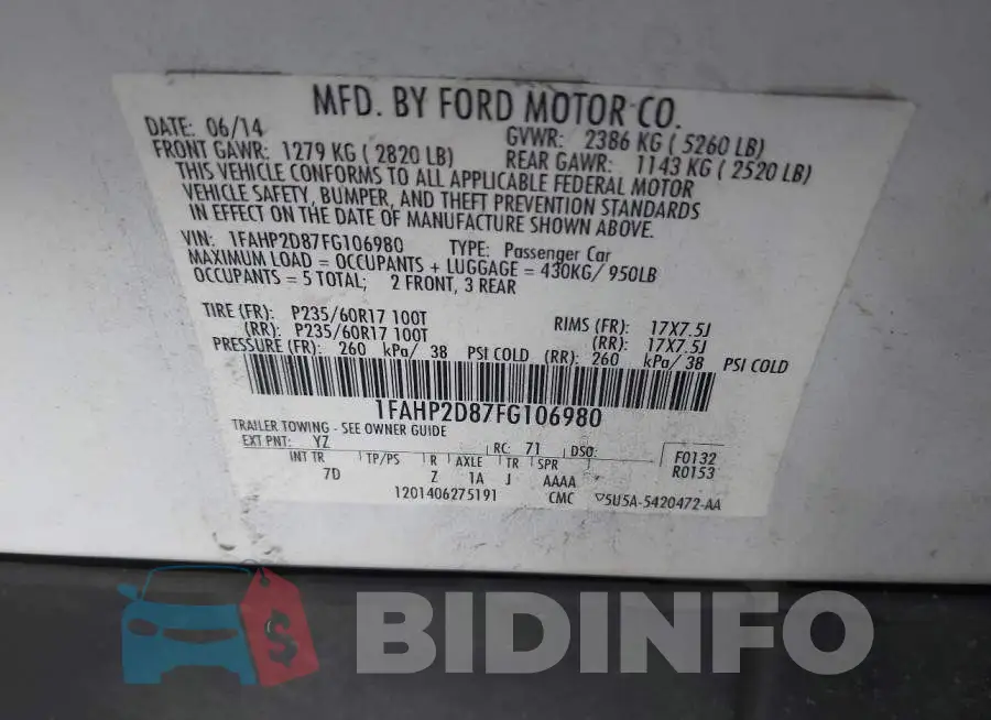 1FAHP2D87FG106980 Photo# 9
