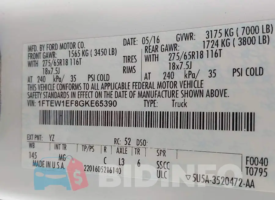 1FTEW1EF8GKE65390 Photo# 9