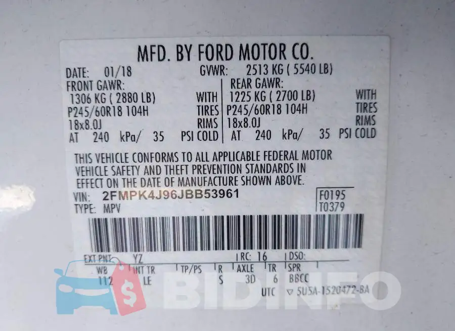 2FMPK4J96JBB53961 Photo# 9