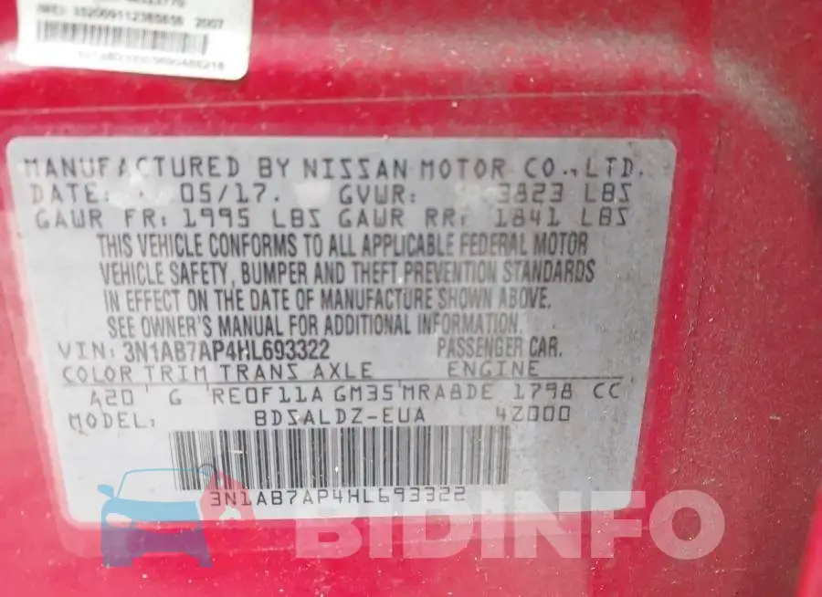 3N1AB7AP4HL693322 Photo# 9