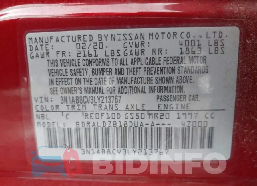3N1AB8CV3LY213767 Photo# 9