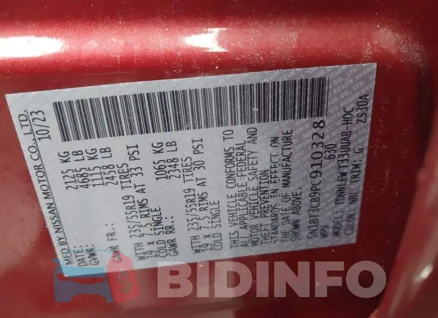 5N1BT3CB9PC910328 Photo# 9