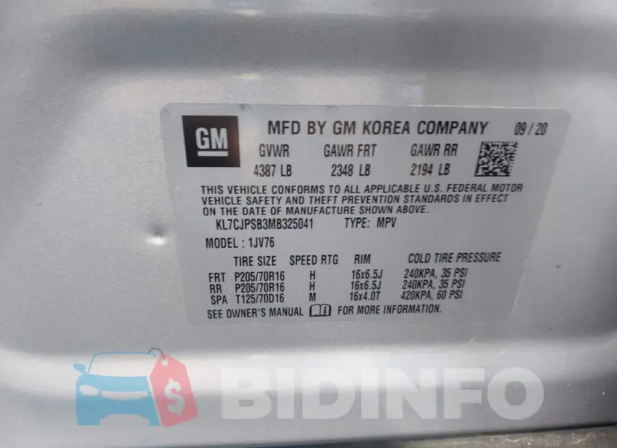 KL7CJPSB3MB325041 Photo# 9
