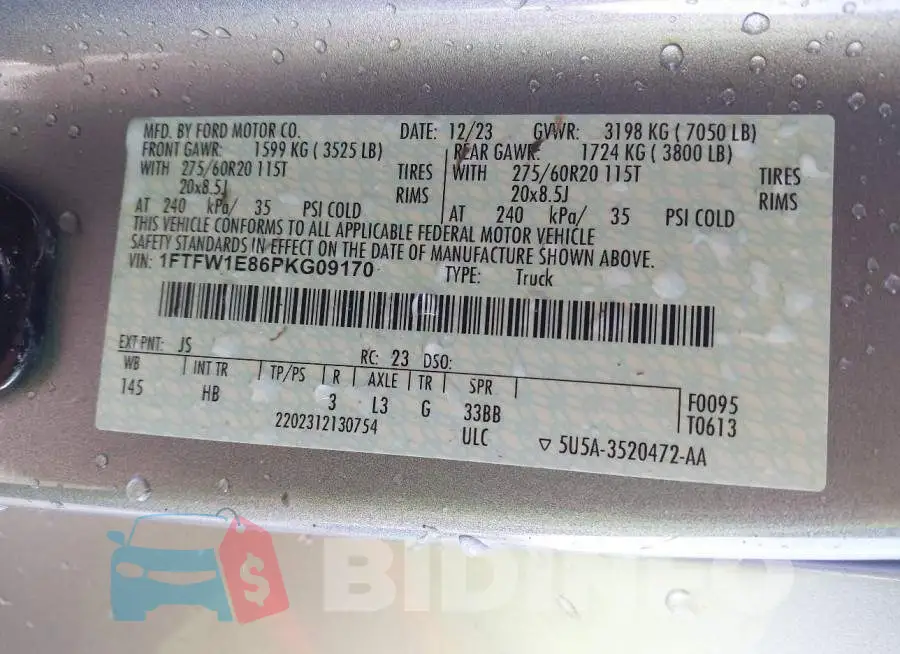 1FTFW1E86PKG09170 Photo# 9