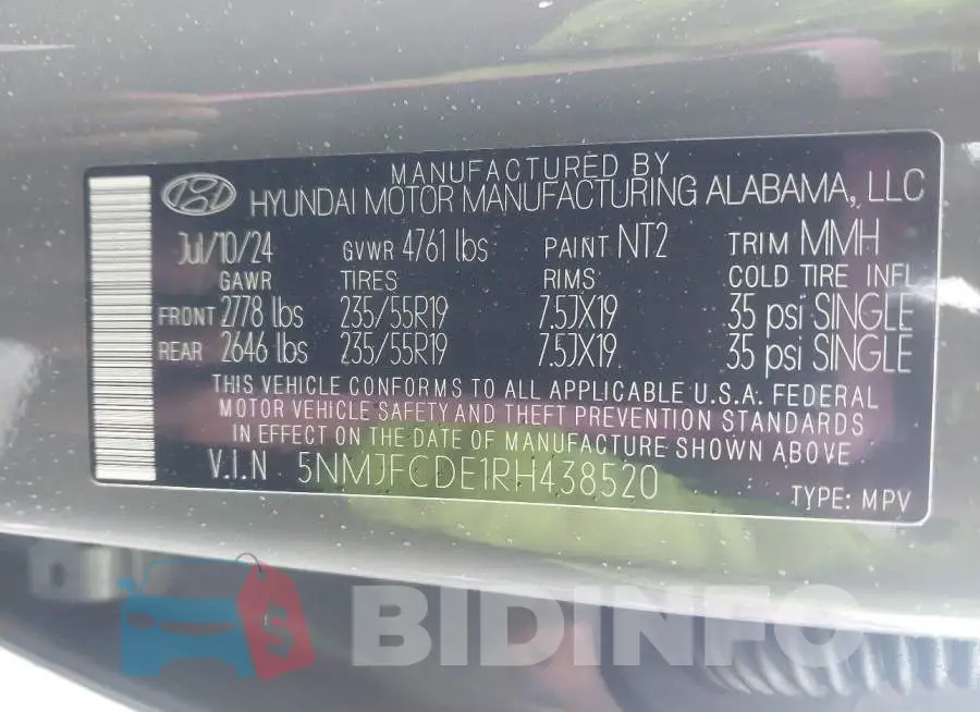 5NMJFCDE1RH438520 Photo# 9