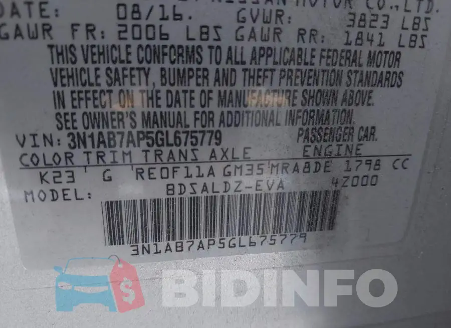 3N1AB7AP5GL675779 Photo# 9