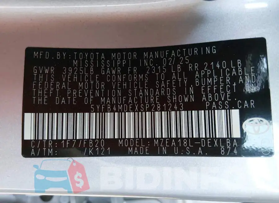 5YFB4MDEXSP281243 Photo# 9
