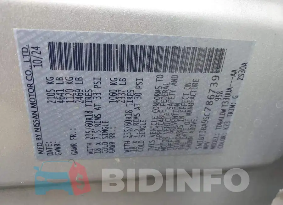 5N1BT3BA9SC786739 Photo# 9
