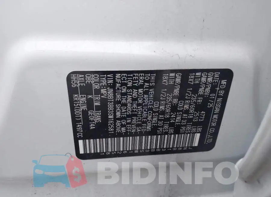 JN8BT3BB3SW162581 Photo# 9