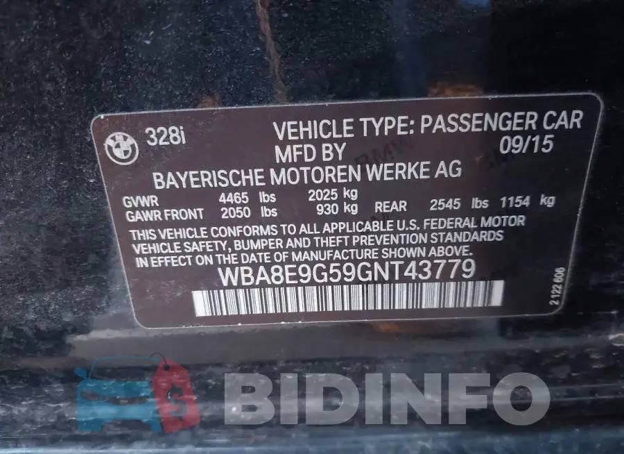WBA8E9G59GNT43779 Photo# 9