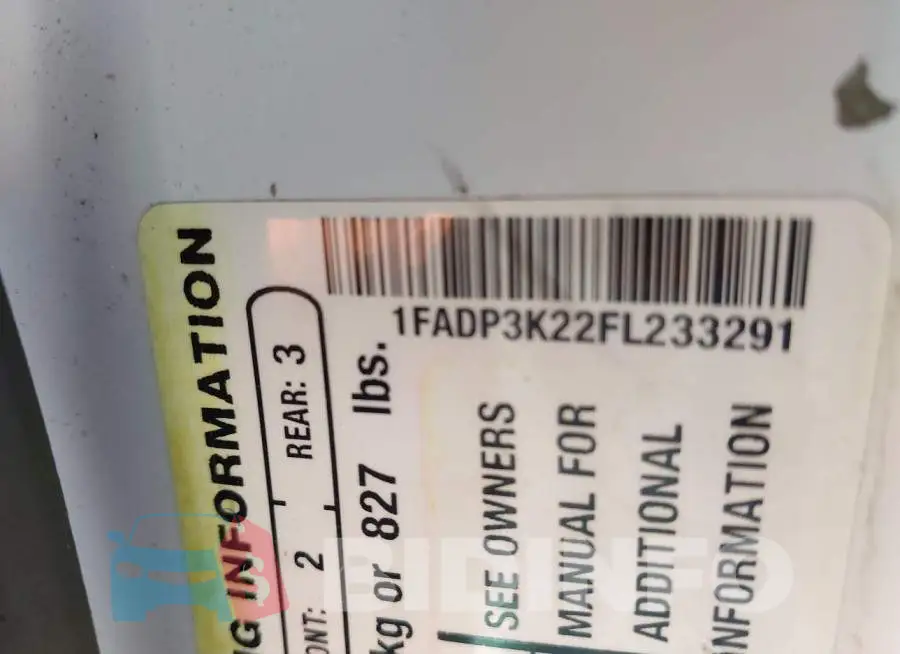 1FADP3K22FL233291 Photo# 9