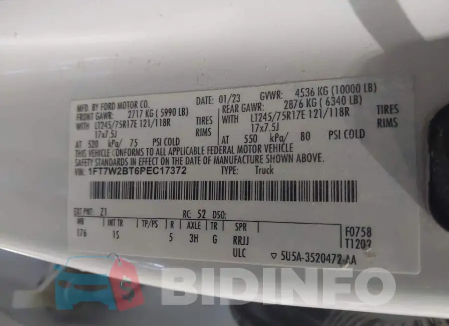 1FT7W2BT6PEC17372 Photo# 9