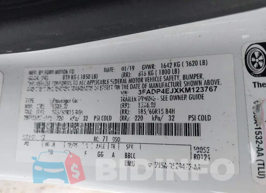 3FADP4EJXKM123767 Photo# 9