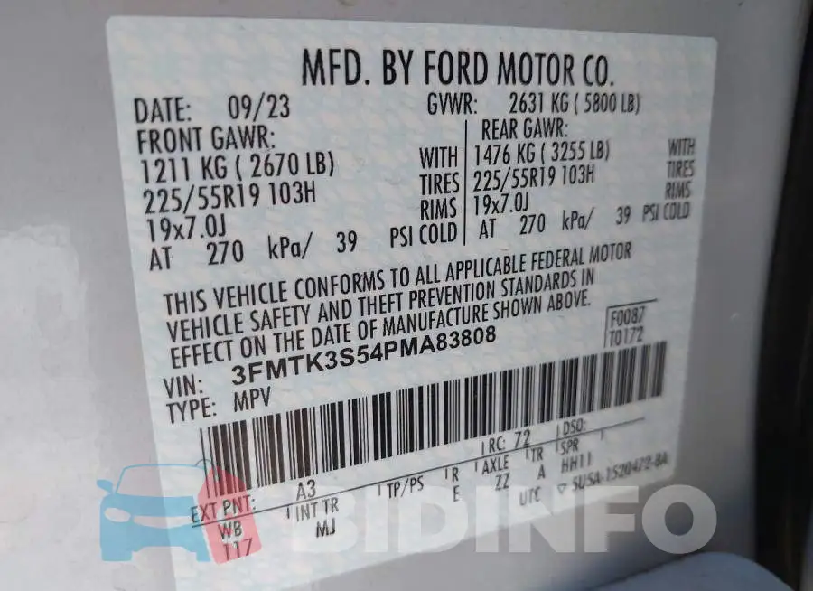 3FMTK3S54PMA83808 Photo# 9