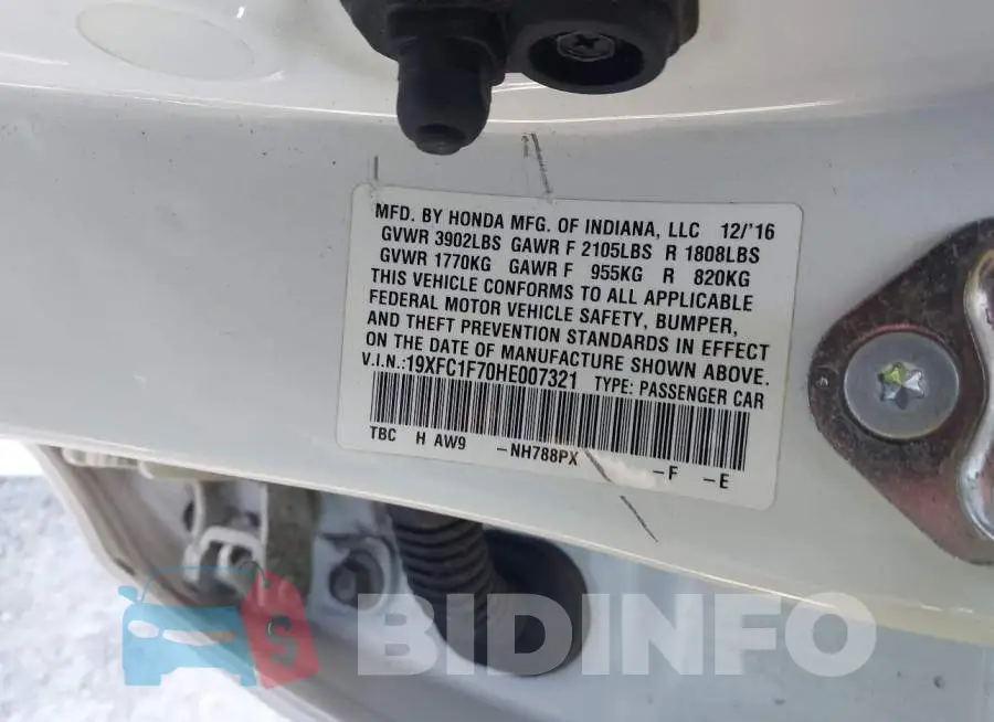 19XFC1F70HE007321 Photo# 9