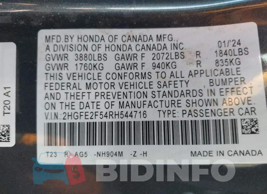 2HGFE2F54RH544716 Photo# 9