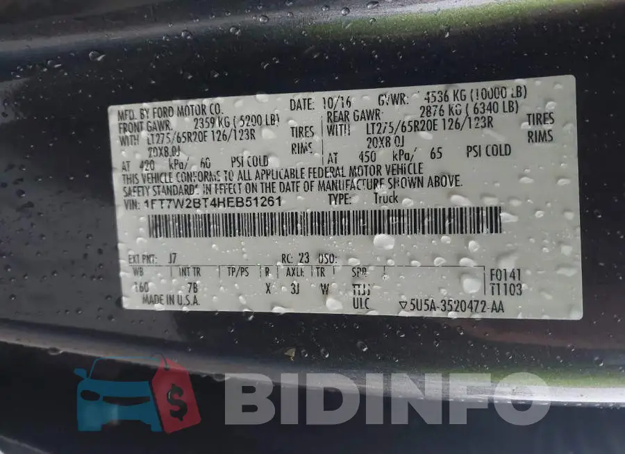 1FT7W2BT4HEB51261 Photo# 9