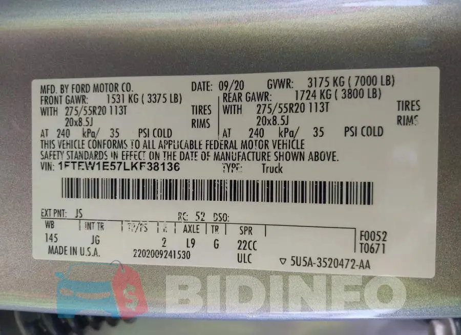1FTEW1E57LKF38136 Photo# 9