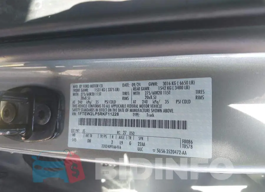 1FTEW2LP5RKF11228 Photo# 9