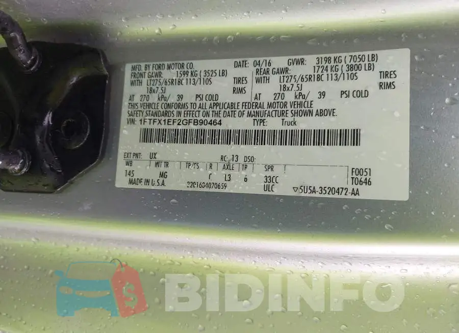1FTFX1EF2GFB90464 Photo# 9
