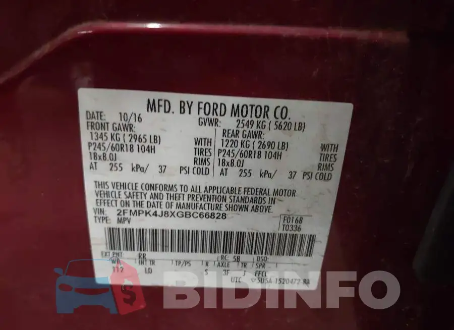 2FMPK4J8XGBC66828 Photo# 9