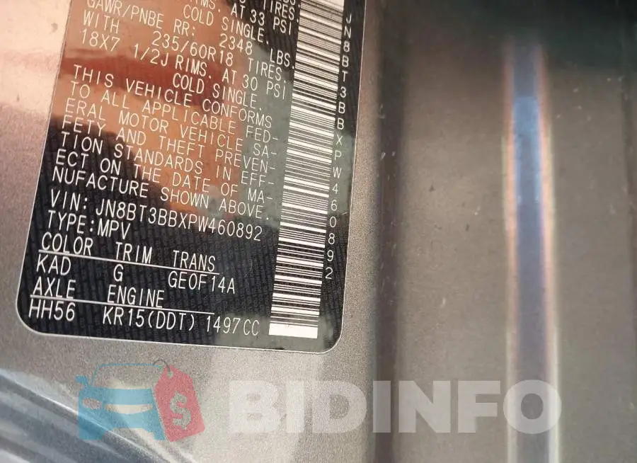 JN8BT3BBXPW460892 Photo# 9