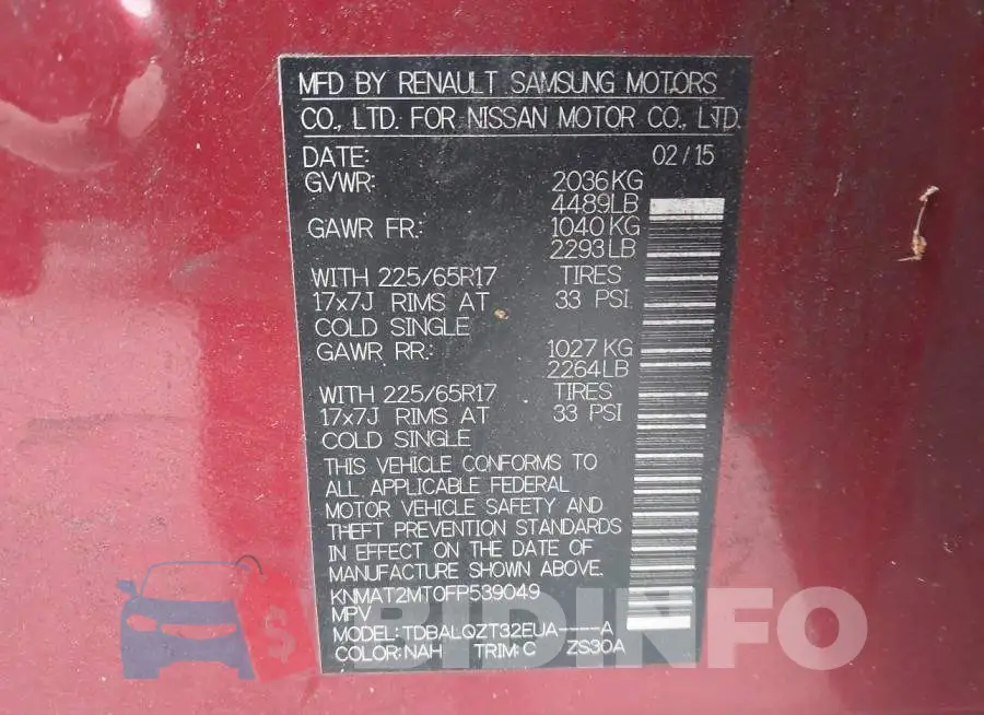 KNMAT2MT0FP539049 Photo# 9