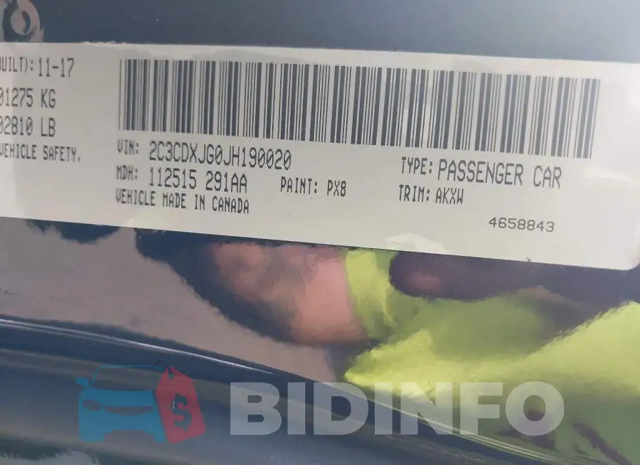 2C3CDXJG0JH190020 Photo# 9