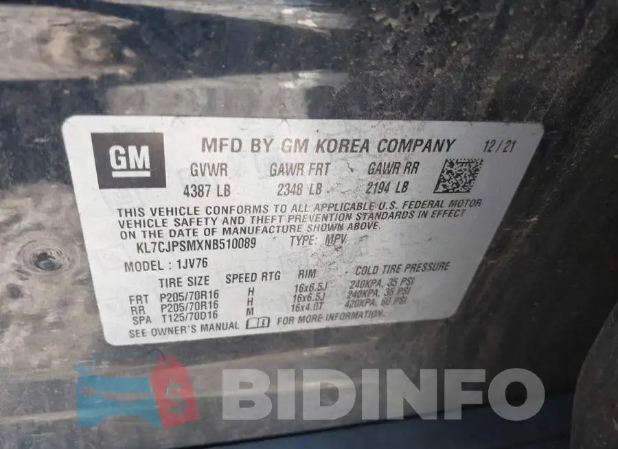 KL7CJPSMXNB510089 Photo# 9