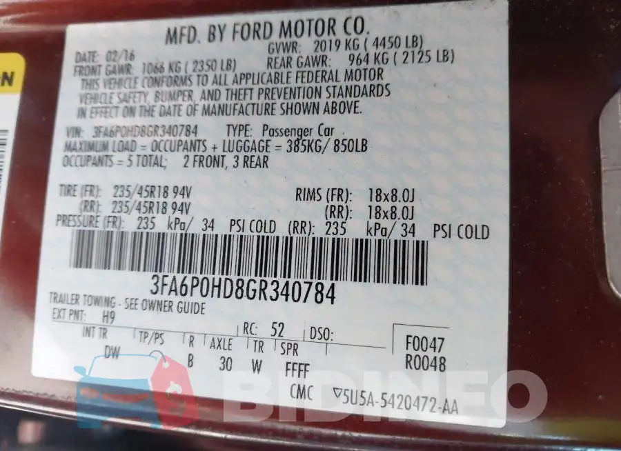 3FA6P0HD8GR340784 Photo# 9