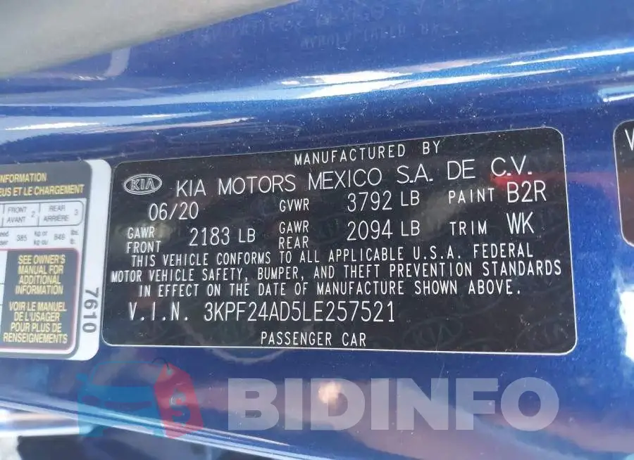 3KPF24AD5LE257521 Photo# 9