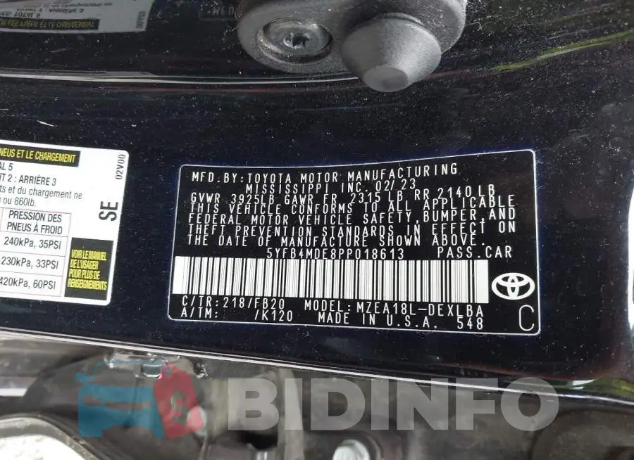 5YFB4MDE8PP018613 Photo# 9