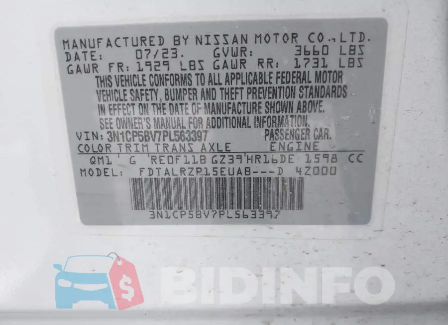 3N1CP5BV7PL563397 Photo# 9