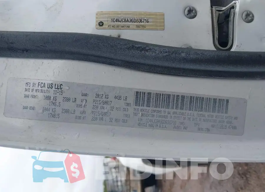 1C4NJCBA3GD636716 Photo# 9
