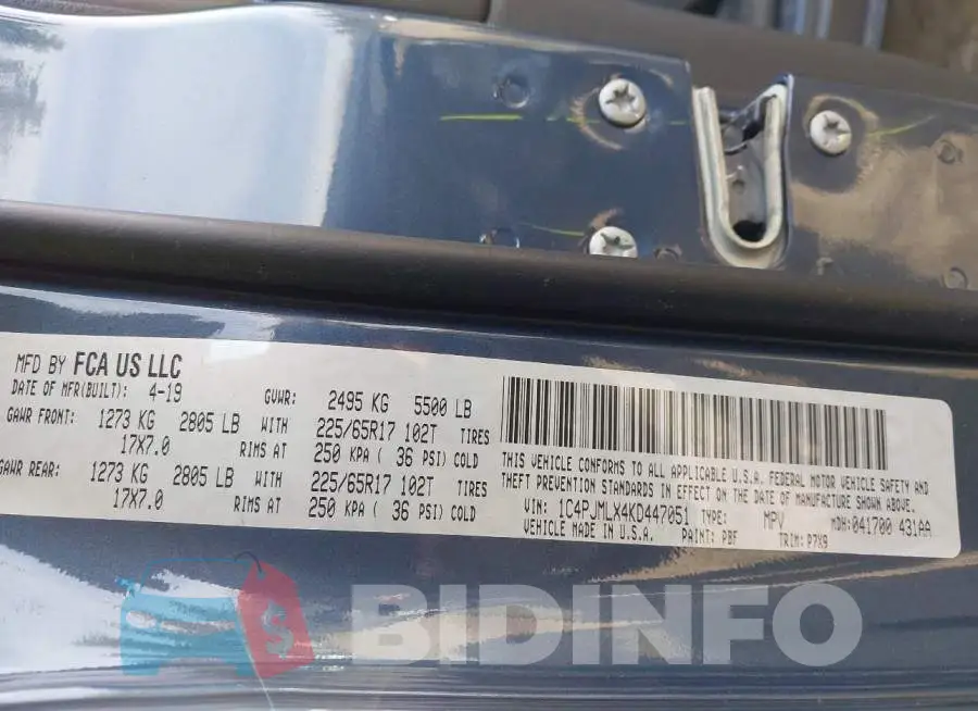 1C4PJMLX4KD447051 Photo# 9