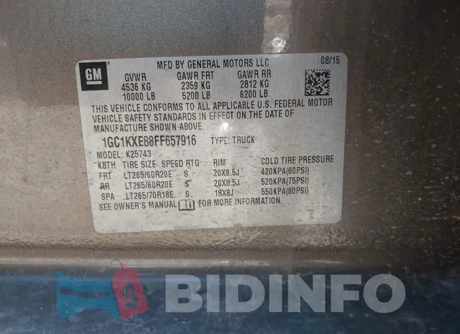 1GC1KXE88FF657916 Photo# 9